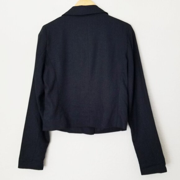 Jason Wu Double Breasted Linen Blend Cropped Blazer Jacket S Black $310 Designer - Picture 5 of 15